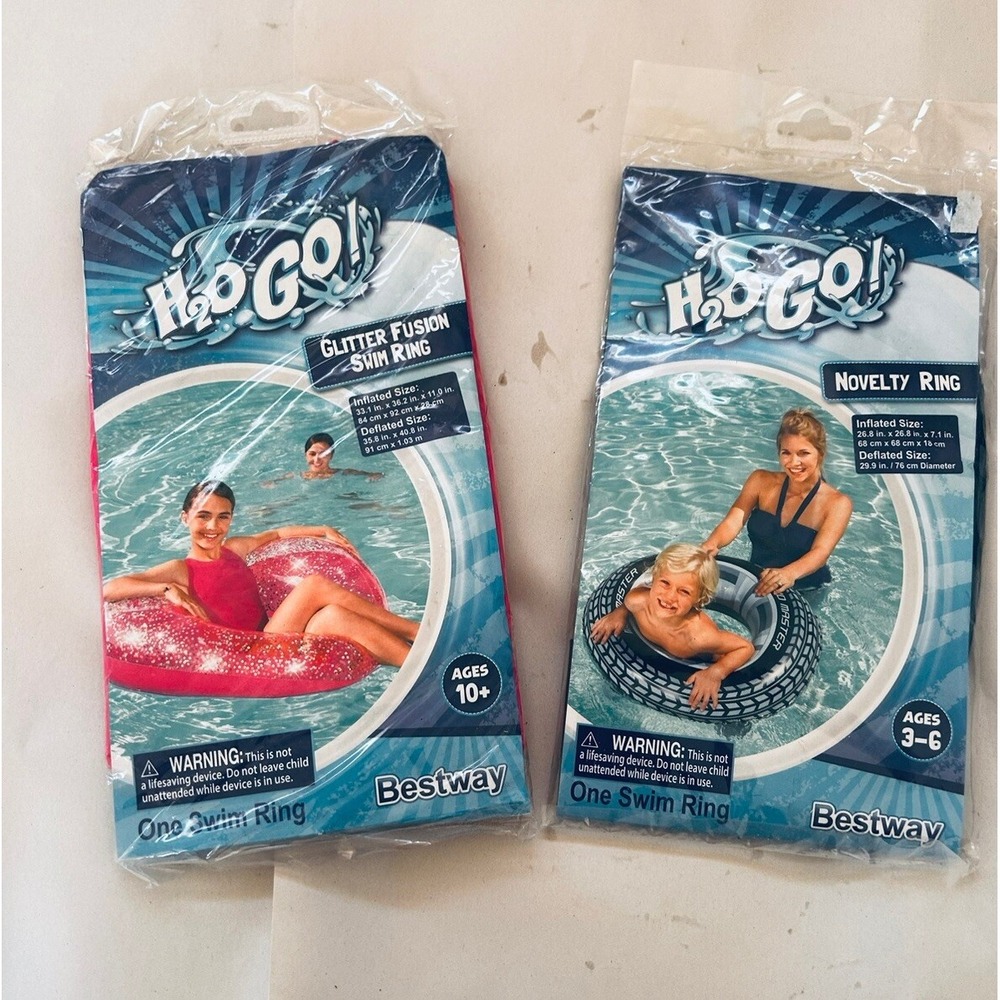 Swim Rings Inflatable Swimming Pool Ages 3-6‎ & 10+ Lot Of 2 Swimming Tube BxRR